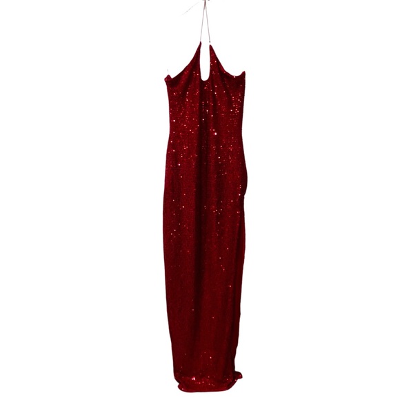 Fashion Nova Sexy Out Til Dawn Red Sequin Maxi Dress Jessica Rabbit Medium NWT - Picture 3 of 6